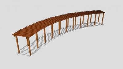 弧形木制廊架SU模型下载_sketchup草图大师SKP模型