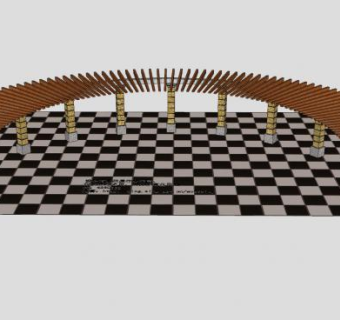 单臂弧形木制廊架花架SU模型下载_sketchup草图大师SKP模型