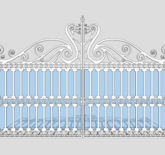 别墅铁艺大门口SU模型下载_sketchup草图大师SKP模型