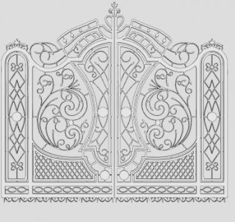 漂亮的精细铁艺大门SU模型下载_sketchup草图大师SKP模型