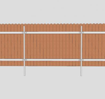 镀锌金属杆木栅栏SU模型下载_sketchup草图大师SKP模型