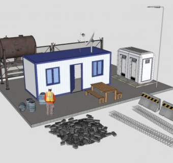 活动板房便捷厕所水马SU模型下载_sketchup草图大师SKP模型
