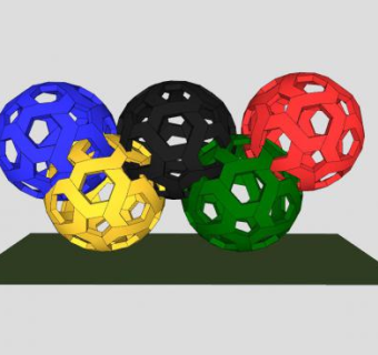 奥运五环镂空雕塑SU模型下载_sketchup草图大师SKP模型