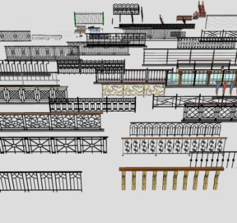多个精美栏杆SU模型下载_sketchup草图大师SKP模型