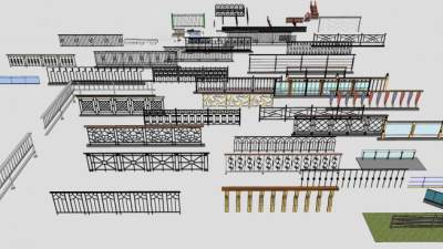 多个精美栏杆SU模型下载_sketchup草图大师SKP模型