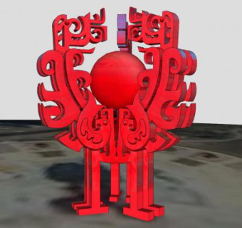 九凤朝阳雕塑建筑SU模型下载_sketchup草图大师SKP模型