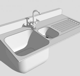 水龙头不锈钢台盆池SU模型下载_sketchup草图大师SKP模型