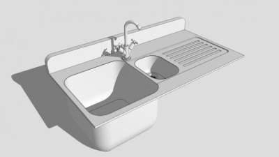 水龙头不锈钢台盆池SU模型下载_sketchup草图大师SKP模型