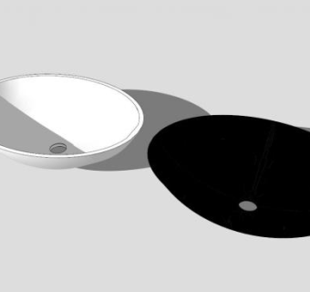 黑白双色椭圆形台上盆SU模型下载_sketchup草图大师SKP模型