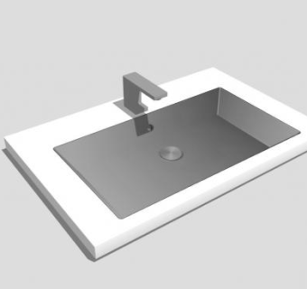 陶瓷水龙头方形台盆SU模型下载_sketchup草图大师SKP模型