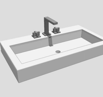 方形水龙头台盆洗手池SU模型下载_sketchup草图大师SKP模型