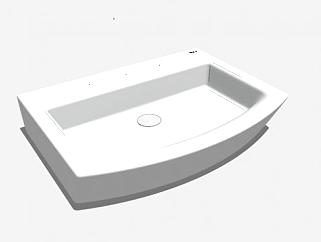 现代陶瓷面盆洗手池SU模型下载_sketchup草图大师SKP模型