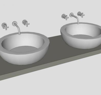 浴厕陶瓷台上盆水龙头台盆SU模型下载_sketchup草图大师SKP模型