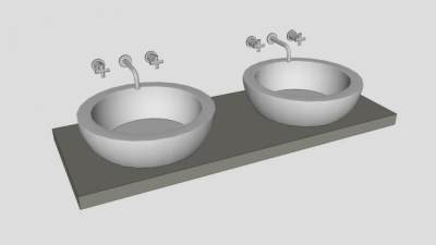 浴厕陶瓷台上盆水龙头台盆SU模型下载_sketchup草图大师SKP模型