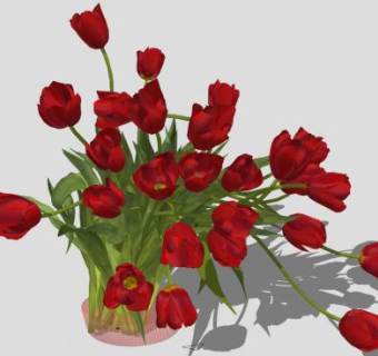 花盆玫瑰花SU模型下载_sketchup草图大师SKP模型