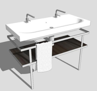 浴室简约台盆面盆洗手池SU模型下载_sketchup草图大师SKP模型