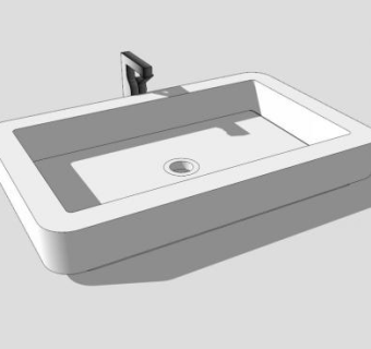 水龙头台盆面盆洗手池SU模型下载_sketchup草图大师SKP模型