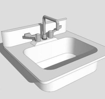 简约台盆池SU模型下载_sketchup草图大师SKP模型