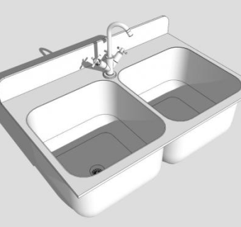 卫浴间不锈钢水龙头台盆SU模型下载_sketchup草图大师SKP模型