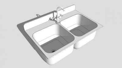 卫浴间不锈钢水龙头台盆SU模型下载_sketchup草图大师SKP模型