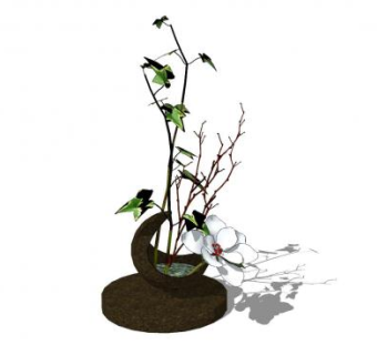 日本插花花卉艺术SU模型下载_sketchup草图大师SKP模型
