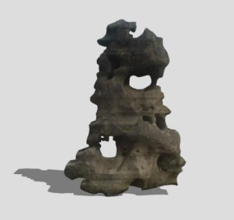 中式寺院禅意石头SU模型下载_sketchup草图大师SKP模型