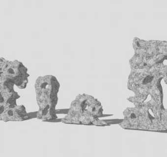 园林太湖石石头SU模型下载_sketchup草图大师SKP模型