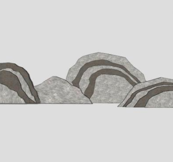 园林庭院中式景观片石SU模型下载_sketchup草图大师SKP模型