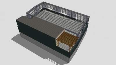 欧式现代化钢筋大棚SU模型下载_sketchup草图大师SKP模型