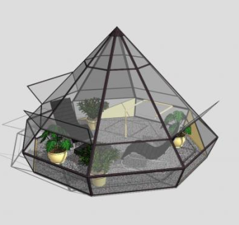 玻璃花园温室棚设计SU模型下载_sketchup草图大师SKP模型