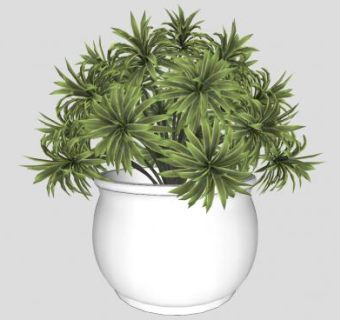 陶瓷花盆植物SU模型下载_sketchup草图大师SKP模型