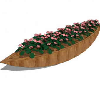 船型植物花箱SU模型下载_sketchup草图大师SKP模型