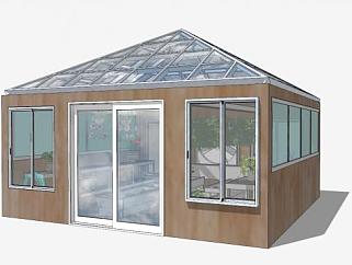 植物花园玻璃房温室SU模型下载_sketchup草图大师SKP模型