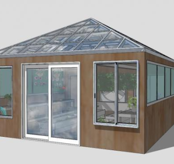 植物花园玻璃房温室SU模型下载_sketchup草图大师SKP模型