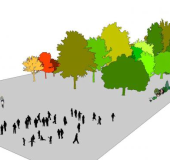 2D彩色树叶树木SU模型下载_sketchup草图大师SKP模型