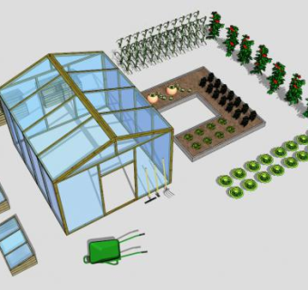 阳光玻璃房蔬菜棚SU模型下载_sketchup草图大师SKP模型