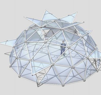 好看创意半圆玻璃温室SU模型下载_sketchup草图大师SKP模型