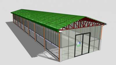 深绿色顶棚蔬菜大棚SU模型下载_sketchup草图大师SKP模型