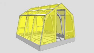 现代黄色玻璃房SU模型下载_sketchup草图大师SKP模型