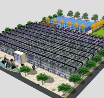 现代化农业生态蔬菜大棚植物园SU模型下载_sketchup草图大师SKP模型