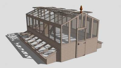 日光温室玻璃房SU模型下载_sketchup草图大师SKP模型