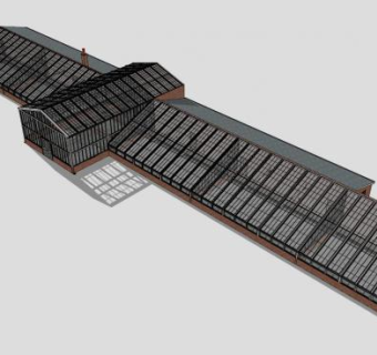 现代农业钢筋大棚SU模型下载_sketchup草图大师SKP模型