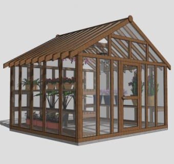 植物花园木架阳光玻璃房SU模型下载_sketchup草图大师SKP模型