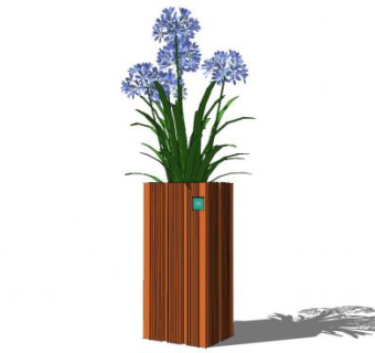 木质花瓶植物盆景SU模型下载_sketchup草图大师SKP模型