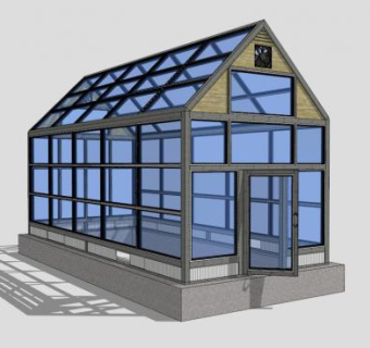 简约花园阳光房大棚SU模型下载_sketchup草图大师SKP模型