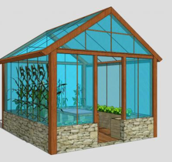 蔬菜花园阳光房玻璃大棚SU模型下载_sketchup草图大师SKP模型