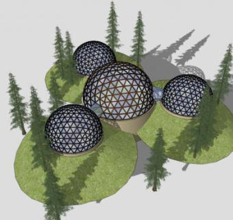 创意花园阳光房大棚SU模型下载_sketchup草图大师SKP模型