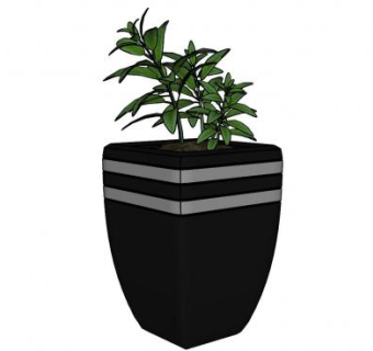 花盆盆栽盆景SU模型下载_sketchup草图大师SKP模型