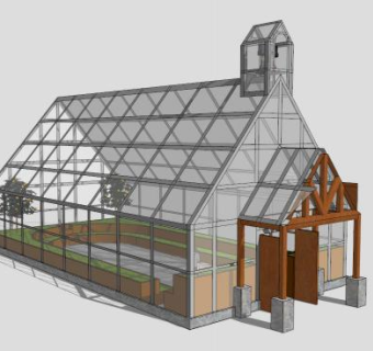 花园日光温室阳光房大棚SU模型下载_sketchup草图大师SKP模型