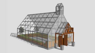 花园日光温室阳光房大棚SU模型下载_sketchup草图大师SKP模型